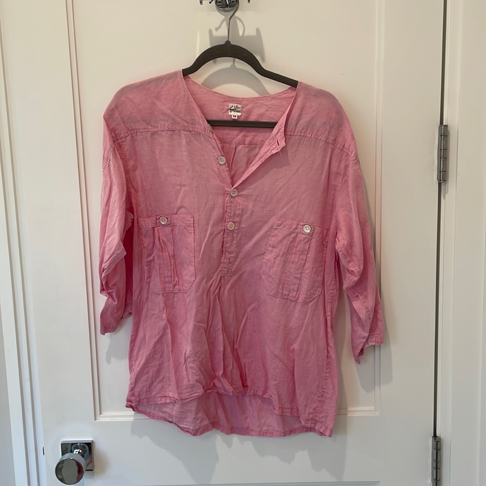 Vintage Pink Linen St. Barth Blouse